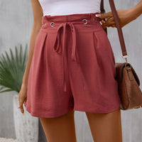 Kurze Hose mit Hoher Taille und Verstellbarem Kordelzug für Damen | Ideal für den Sommer in Puderrosa