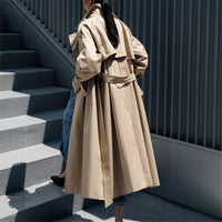 Damen Oversize-Trenchcoat mit Sturmklappe und abnehmbarem Bindegürtel in Khaki