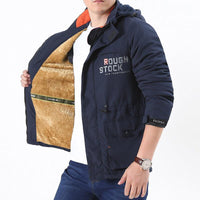 Herren Parka mit Kapuze und Taschen in Königsblau (mit Fleece)
