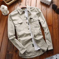 Herren Canvas-Overshirt mit Klappbrusttaschen und verstärkten Nähten in Cremeweiß