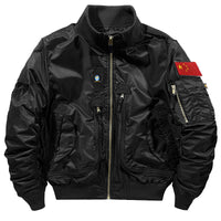 Herren Bomberjacke im Fliegerstil mit mehreren Taschen in Schwarz