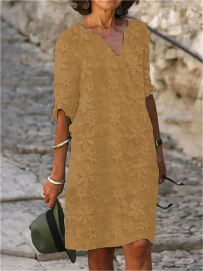 Fudus | Sommerkleid Aus Baumwolle und Leinen Mit Blumenem Muster