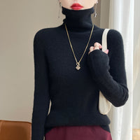 Damen Slim Fit Rollkragenpullover in Klassisches Schwarz