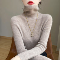 Damen Slim Fit Rollkragenpullover in Hellhaferbeige