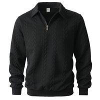 Martin | Polo Quarter Zip aus elegantem Strick in Schwarz