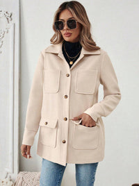 Damen Utility-Jacke mit praktischen Taschen in Aprikosenfarbe
