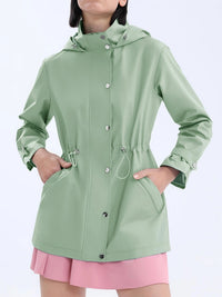Damen wasserabweisende Freizeitjacke mit verstellbarer Kapuze in Olivgrün