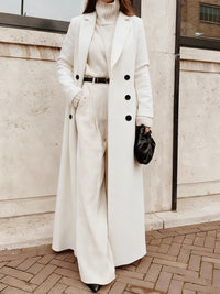 Damen Longline Langarmmantel mit Taschen in Weiß