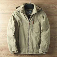Herren wasserabweisende Allwetter-Trekkingjacke mit Kapuze in Khaki