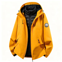 Damen Softshell-Outdoorjacke mit abnehmbarer Innenjacke in Sonnenorange