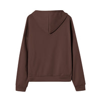 Damen weite Kapuzenjacke mit Reißverschluss, Kängurutaschen und Rippbündchen in Kaffeebraun