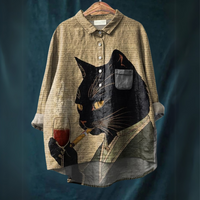 Lucy™ - Katzenkunst-Shirt in Wein Katze