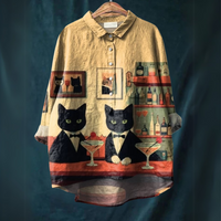 Lucy™ - Katzenkunst-Shirt in Trinkende Katzen