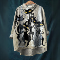 Lucy™ - Katzenkunst-Shirt in Graue Katzen