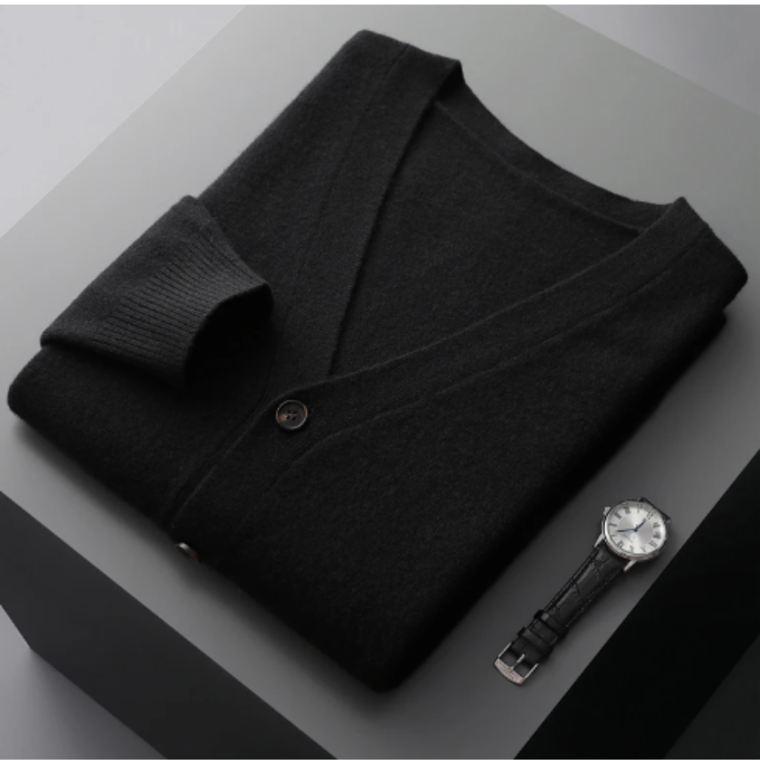 Fudus | Cashmere Strickjacke V-ausschnitt Knopfverschluss Weicher Leichter Strick