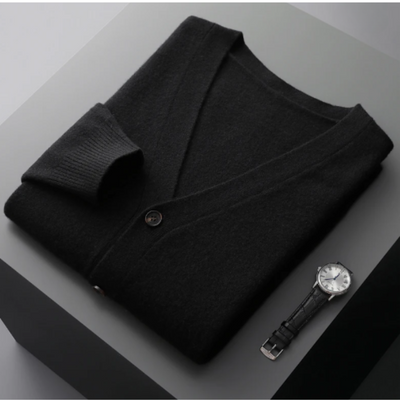 Fudus | Cashmere Strickjacke V-ausschnitt Knopfverschluss Weicher Leichter Strick