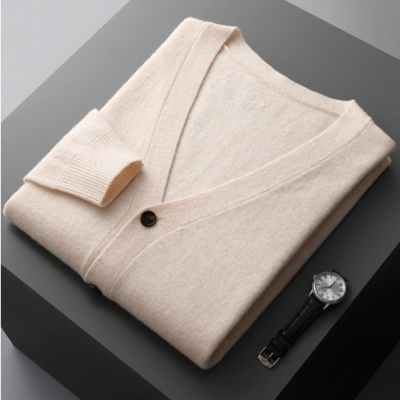 Fudus | Cashmere Strickjacke V-ausschnitt Knopfverschluss Weicher Leichter Strick