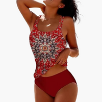 Dam Tankini Bikini Set – Bohemian Stil für Strand und Pool in Rot