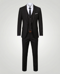 Charles | Herren 3-Teiliger Anzug Weste Elegant Business Hochzeit in Schwarz