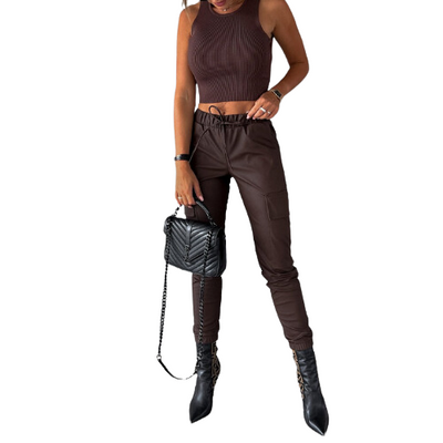 Bianca® | Stilvolle Cargohose aus Pu-Leder
