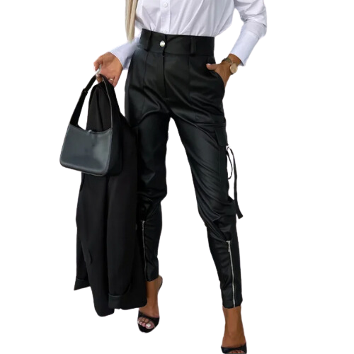 Beata® | Damen-Cargohose aus Leder, schick