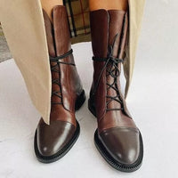Orthopädische Damen Stiefeletten mit Arch Support Vintage Schnürboots für Herbst und Winter in Braun