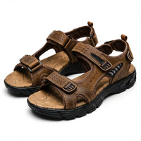 Orthopädische Unisex Trekkingsandalen mit verstellbarem Klettverschluss und griffiger Laufsohle in Braun