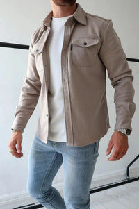 Torsten | Herren Overshirt Langarm Hemdjacke Casual Urban Modern Brusttaschen in Aprikose