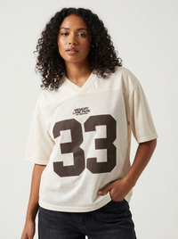 Oversized Y2K-Jersey-T-Shirt mit Nummerndruck in Weiß