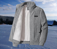 Poul™ - Retro-Cord-Sherpa-Jacke in Grau