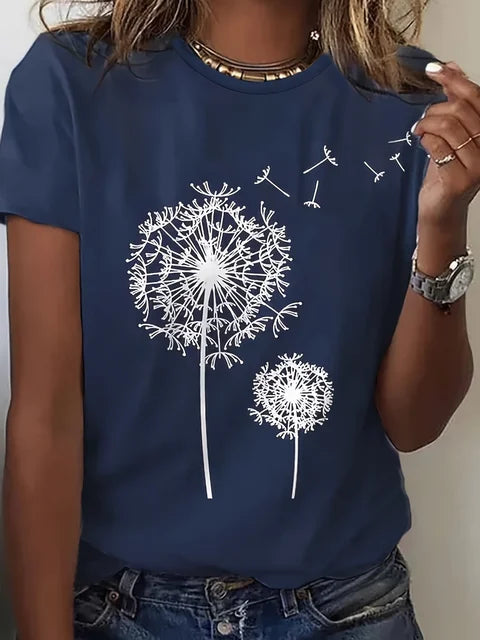 Fudus | Sommer Bedrucktes O-Ausschnitt T-Shirt