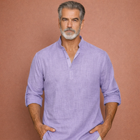 Lässiges Herren Henley-Shirt mit Knopfleiste für Herren | Tijn in Lila