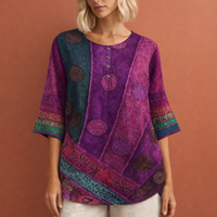 Oversized Sommeroberteil mit buntem Druck für Damen | Noëlle in Lila