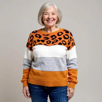 Carolin | Damen Casual Leopardenmuster Pullover in Gelb