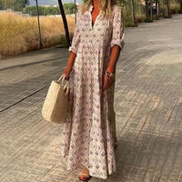 Thea | Damen Boho Maxikleid Fließend Romantic Sommer Festival in Rosa
