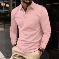 Konstantin | Herren Langarm Polo mit Kragen in Hellrosa