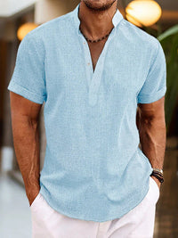 Tobias | Herren Polo Shirt V-Ausschnitt Bequem Klassisch Alltag Modern in Hellblau