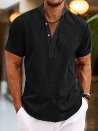 Tobias | Herren Polo Shirt V-Ausschnitt Bequem Klassisch Alltag Modern in Schwarz