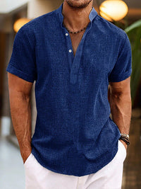 Tobias | Herren Polo Shirt V-Ausschnitt Bequem Klassisch Alltag Modern in Dunkelblau