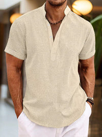 Tobias | Herren Polo Shirt V-Ausschnitt Bequem Klassisch Alltag Modern in Beige