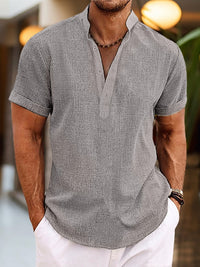 Tobias | Herren Polo Shirt V-Ausschnitt Bequem Klassisch Alltag Modern in Grau
