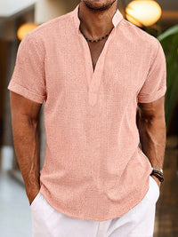 Tobias | Herren Polo Shirt V-Ausschnitt Bequem Klassisch Alltag Modern in Rosa