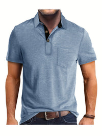 Polo Herren - Regular Fit mit kurzen Ärmeln und Kontrastkragen | Geschäftlich in Blau