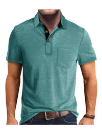 Polo Herren - Regular Fit mit kurzen Ärmeln und Kontrastkragen | Geschäftlich in Grün