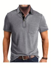 Polo Herren - Regular Fit mit kurzen Ärmeln und Kontrastkragen | Geschäftlich in Grau