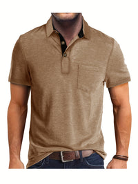 Polo Herren - Regular Fit mit kurzen Ärmeln und Kontrastkragen | Geschäftlich in Khaki
