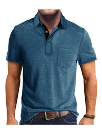 Polo Herren - Regular Fit mit kurzen Ärmeln und Kontrastkragen | Geschäftlich in Dunkelblau