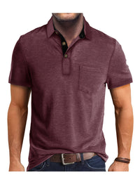 Polo Herren - Regular Fit mit kurzen Ärmeln und Kontrastkragen | Geschäftlich in Dunkelrot