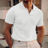 T-Shirt Herren - Offener Polokragen mit kurzen Ärmeln | Rekken in Weiß