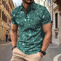 Polo Herren - Slim Fit mit kurzen Ärmeln und Glitzerprint | Trendy in Grün